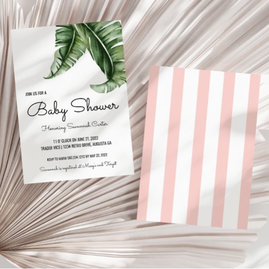 Tropisch Baby shower van bananenbladeren/stripes Kaart