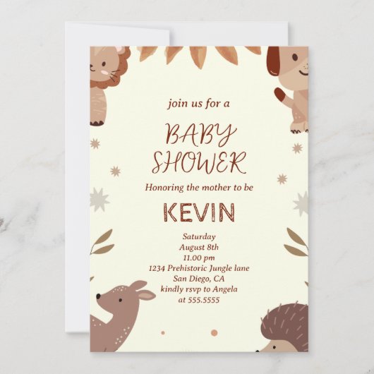 Tropisch Baby shower van de Cute Tropical Animal Kaart (Voorkant)