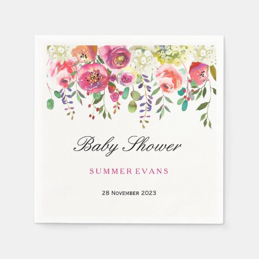 Tropisch Baby shower van de lentevloerroze peach Servetten (Voorkant)