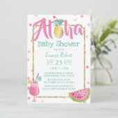 Tropisch Baby shower van de Waterverf van ananas Kaart (Staand voorkant)