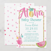 Tropisch Baby shower van de Waterverf van ananas Kaart (Voorkant / Achterkant)