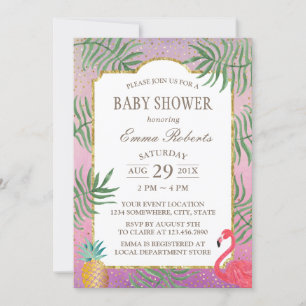 Tropisch Baby shower van de Waterverf van ananas Kaart