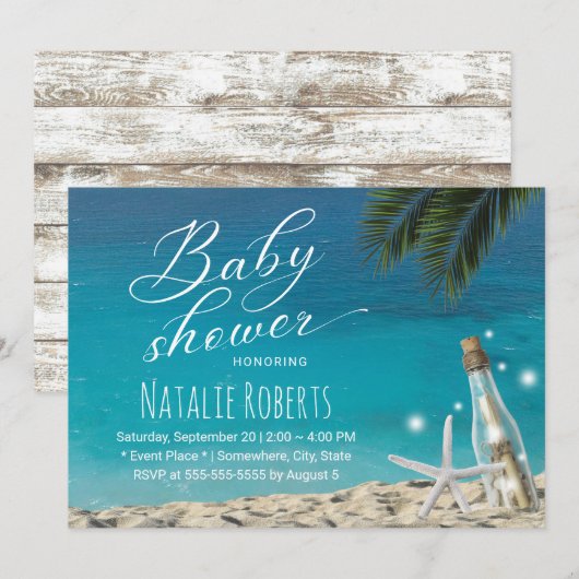 Tropisch Baby shower van doornhaai Kaart (Voorkant / Achterkant)