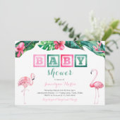 Tropisch Baby shower van Flamingo Invites, bladerd Kaart (Staand voorkant)