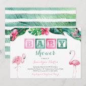 Tropisch Baby shower van Flamingo Invites, bladerd Kaart (Voorkant / Achterkant)