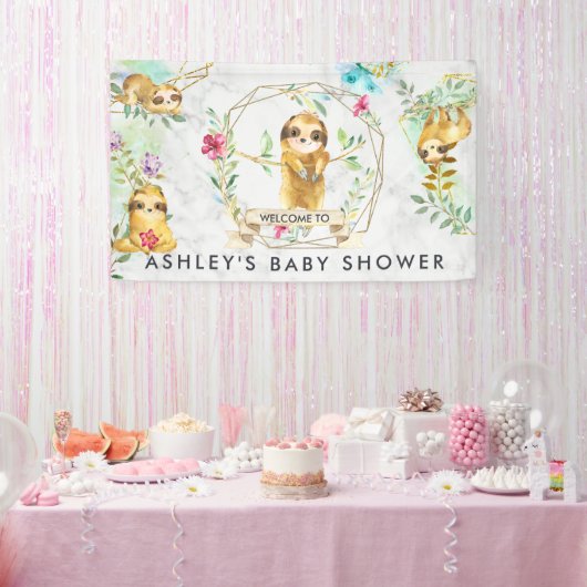 Tropisch Baby shower — Welkomstbanner Spandoek (Feest)
