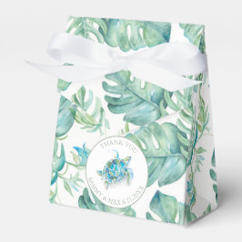 Tropisch Baby shower Zee Schildpad Monstera Leaf Bedankdoosjes