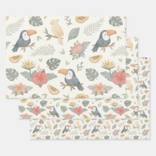 Tropisch babyshower-inpakpapier vellen