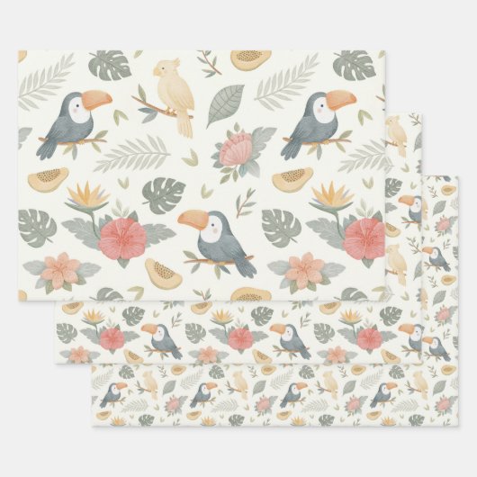 Tropisch babyshower-inpakpapier vellen (Set)