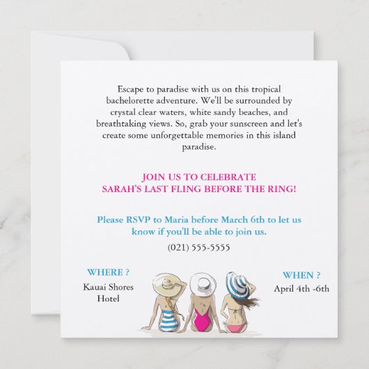 Tropisch Bachelorette Kaart (Achterkant)