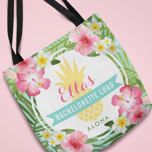 Tropisch Bachelorette Luau Pineapple Flowers Tote Bag
