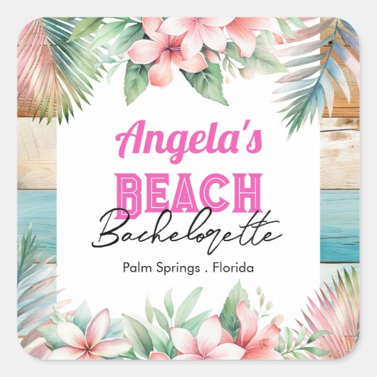 Tropisch Bachelorette Vierkante Sticker (Voorkant)