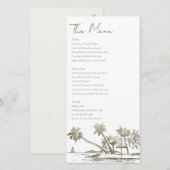 Tropisch balkpalm ketch Wedding Gold Menu Kaart (Voorkant / Achterkant)