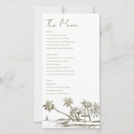 Tropisch balkpalm ketch Wedding Gold Menu Kaart