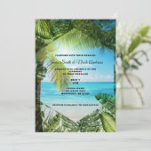 Tropisch balkpalm lekt chic Wedding Invitati Kaart (Staand voorkant)