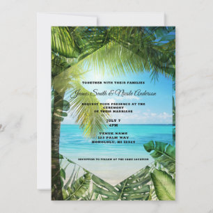 Tropisch balkpalm lekt chic Wedding Invitati Kaart