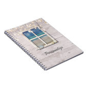 Tropisch balkvenster Wit hout Elegant afbeelding Notitieboek (Rechterzijde)