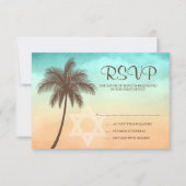 Tropisch balpalm Bat Mitzvah-reactiekaart RSVP Kaartje (Voorkant)