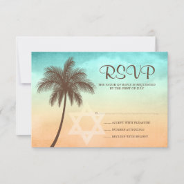 Tropisch balpalm Bat Mitzvah-reactiekaart RSVP Kaartje