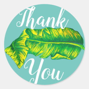Tropisch bananenblad dank u ronde sticker