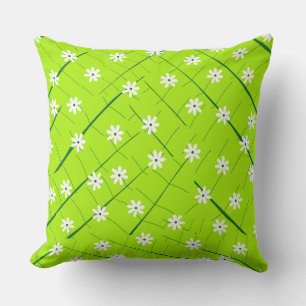 tropisch bananenblad en bloemen groen botanisch kussen