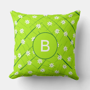 tropisch bananenblad en bloemen groen botanisch kussen