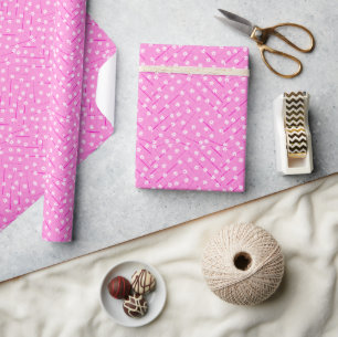 Tropisch bananenblad en bloemen roze botanisch cadeaupapier