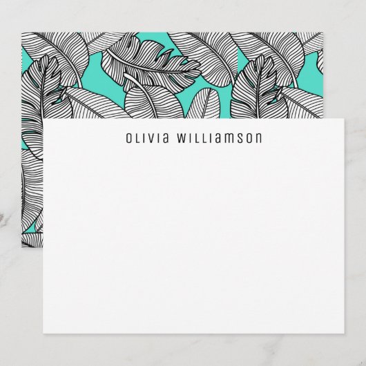 Tropisch Bananenblad Monstera-Plant Notitiekaartje (Voorkant / Achterkant)