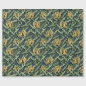 Tropisch bananenbladeren Navy Blue inpakpapier (Vlak)