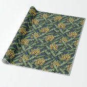 Tropisch bananenbladeren Navy Blue inpakpapier (Uitgerold)