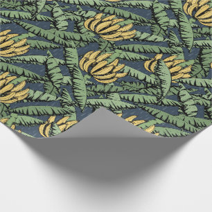 Tropisch bananenbladeren Navy Blue inpakpapier