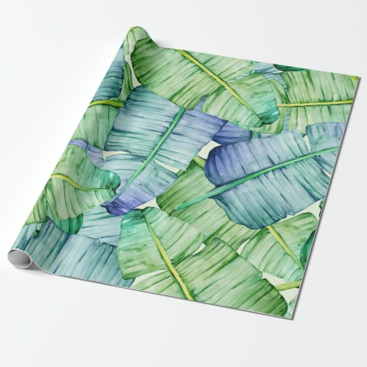 Tropisch Bananenbladeren Patroon Cadeaupapier (Uitgerold)