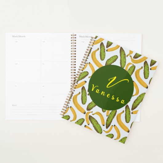 Tropisch bananenbladmonogram planner (Display)