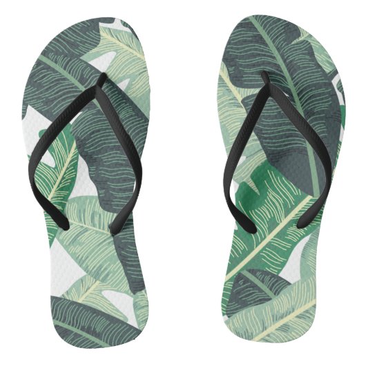 Tropisch bananenbladpatroon teenslippers (Voetbed)