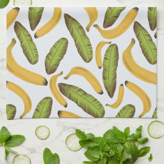 Tropisch bananenbladpatroon theedoek (Gevouwen)