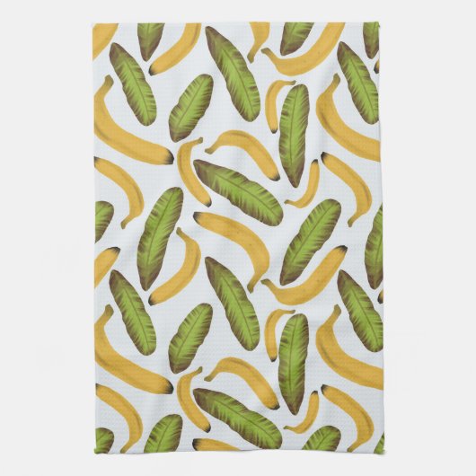 Tropisch bananenbladpatroon theedoek (Verticaal)