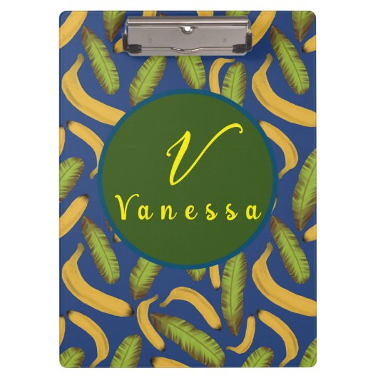 Tropisch bananenblauw-bladmonogram klembord (Voorkant)