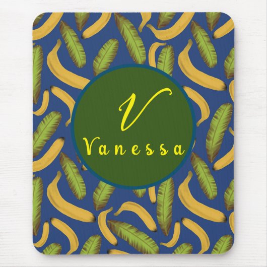 Tropisch bananenblauw-bladmonogram muismat (Voorkant)