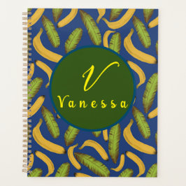 Tropisch bananenblauw-bladmonogram planner