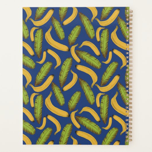 Tropisch bananenblauw-bladmonogram planner (Achterkant)