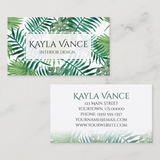 Tropisch Bananpalm Leaf Botanical Visitekaartje (Voorkant / Achterkant)