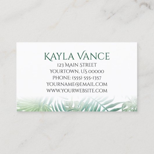 Tropisch Bananpalm Leaf Botanical Visitekaartje (Achterkant)