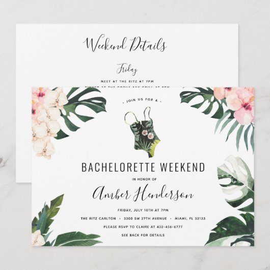 Tropisch Beach Bachelorette Itinerary Kaart (Voorkant / Achterkant)