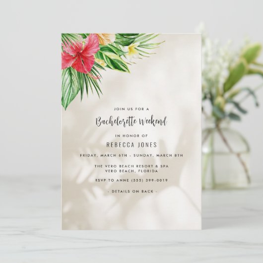 Tropisch Beach Bachelorette Weekend Getaway Kaart (Staand voorkant)