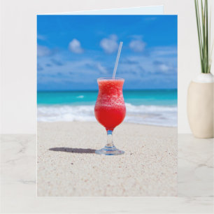 TROPISCH BEACH DRINK BIRTHDAY WENSKAART BEDANKKAART