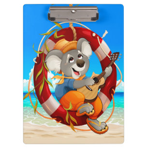 Tropisch-Beach Guitar die Koala speelt Klembord