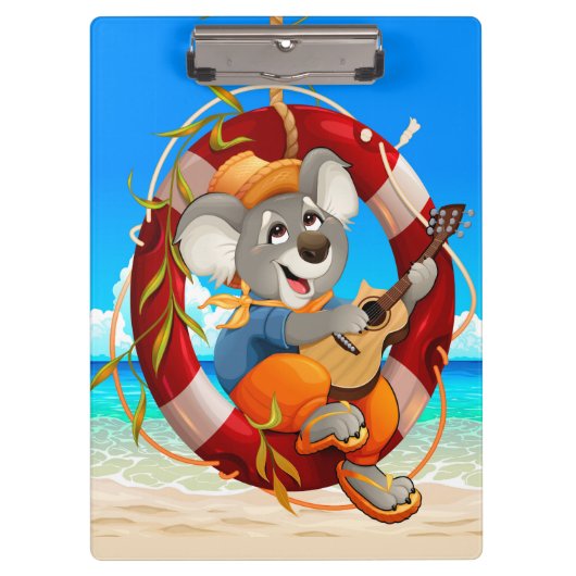 Tropisch-Beach Guitar die Koala speelt Klembord (Voorkant)