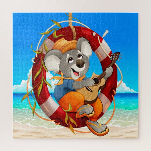 Tropisch-Beach Guitar die Koala speelt Legpuzzel (Verticaal)