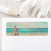 Tropisch, Beach, kerstboom, katten Snowflakes Etiket (Insitu)