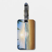 Tropisch, Beach, Palm, Sunset, Plumeria Bagagelabel (Achterkant verticaal)